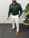 Cotton lycra plain shirt (Dark Green)