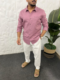 Double cloth soft linen shirt ( Mauve )