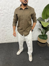 Double cloth soft linen shirt ( Dark Olive )