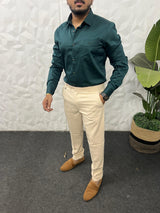 Cotton lycra plain shirt ( Teal Green )