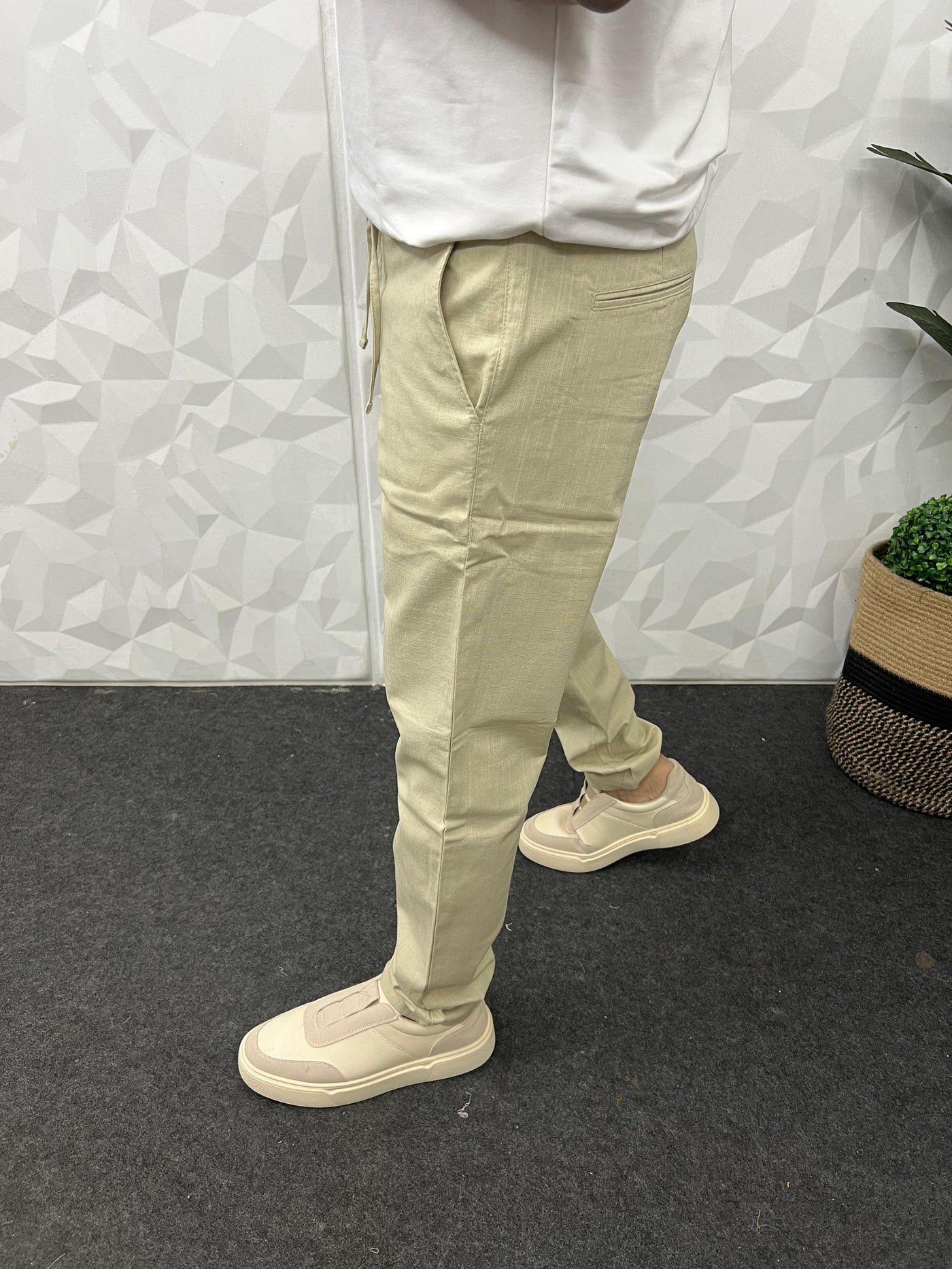 Blend linen fabric chino pant