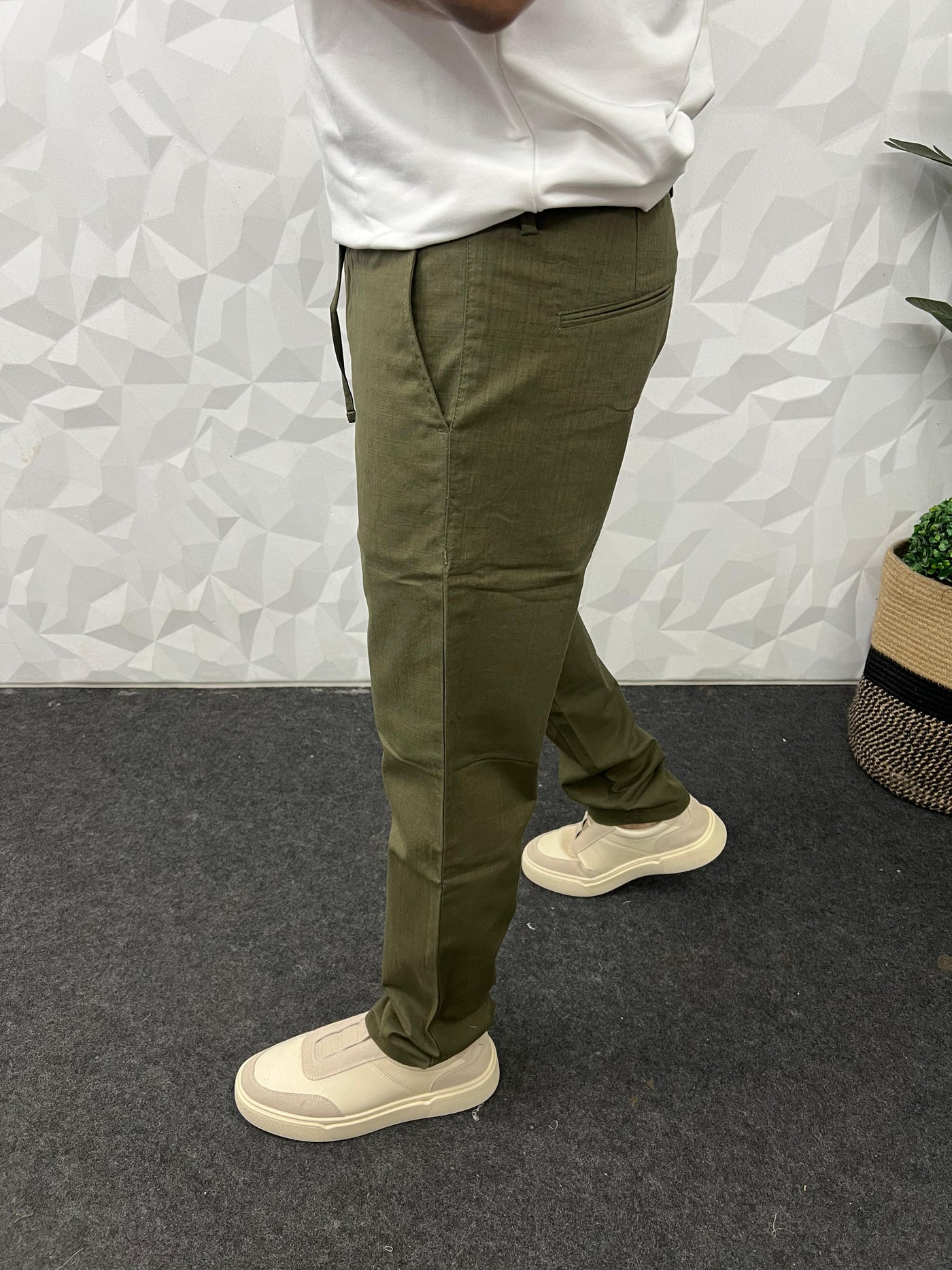 Blend linen fabric chino pant