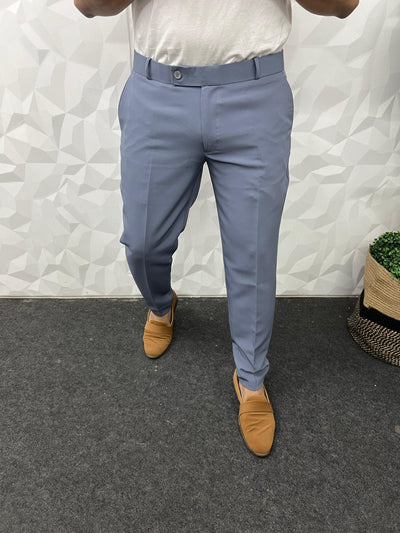 Cotton lycra fabric powder blue trouser