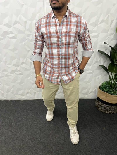 Double cloth soft cotton chex shirt