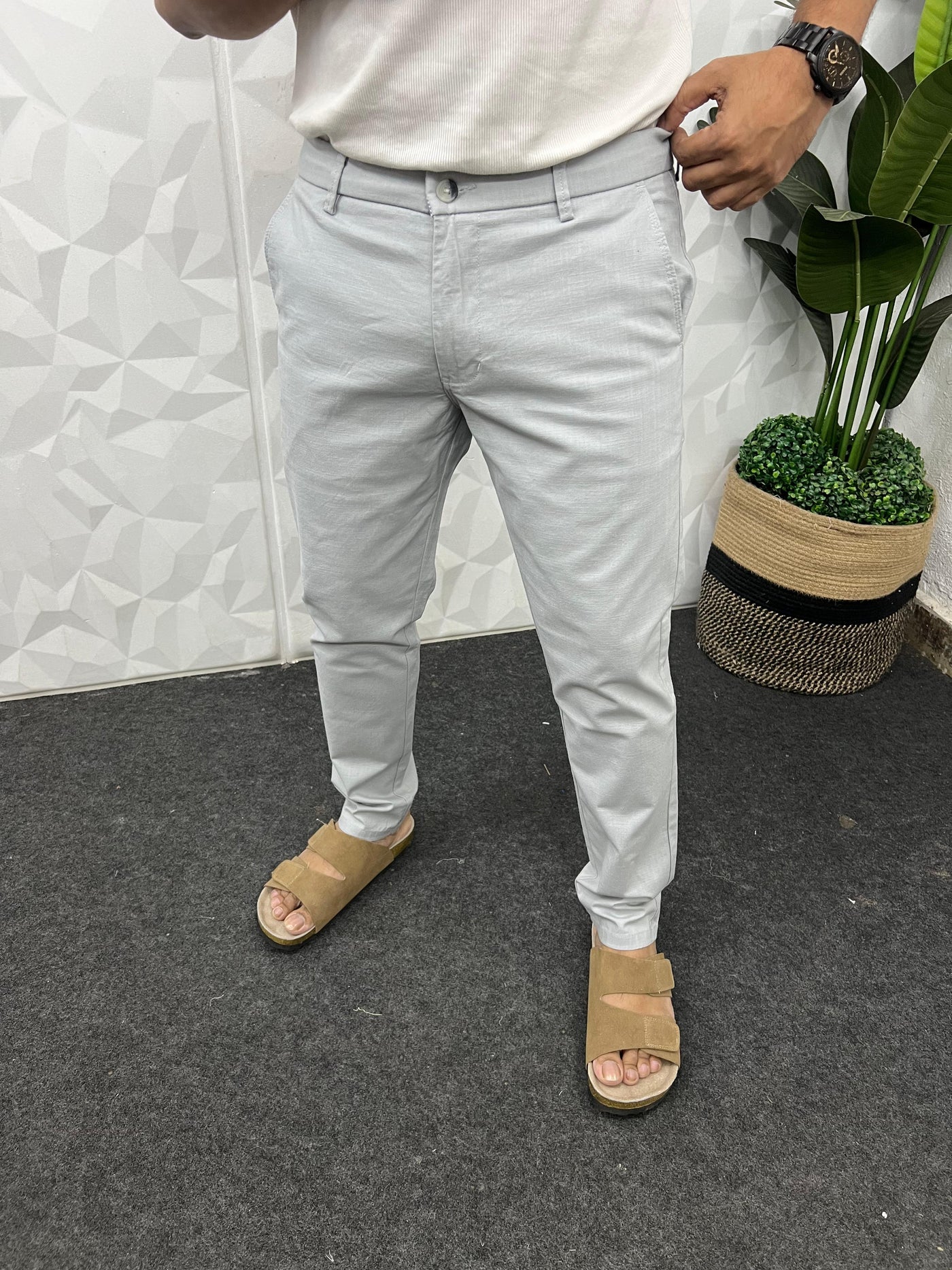 Linen fabric chinos