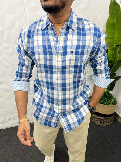 Double cloth soft cotton chex shirt