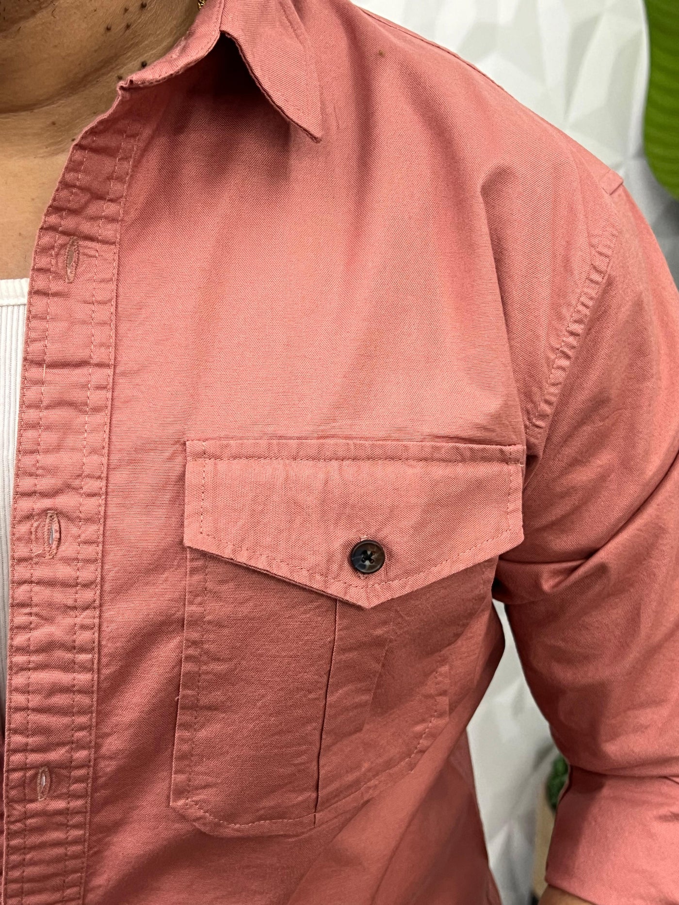 Oxford lycra cargo shirt (Dark Pink)