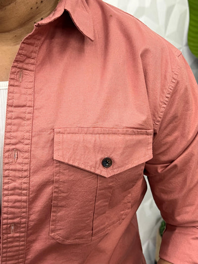 Oxford lycra cargo shirt (Dark Pink)