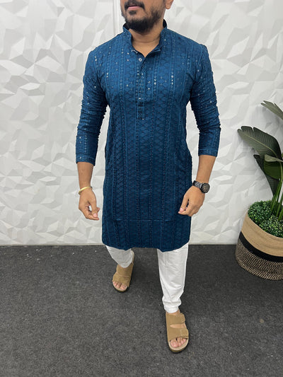 Lucknowi fabric long kurta