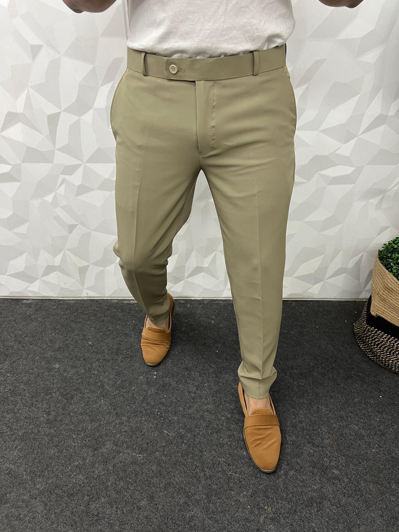 Cotton lycra fabric khaki trouser