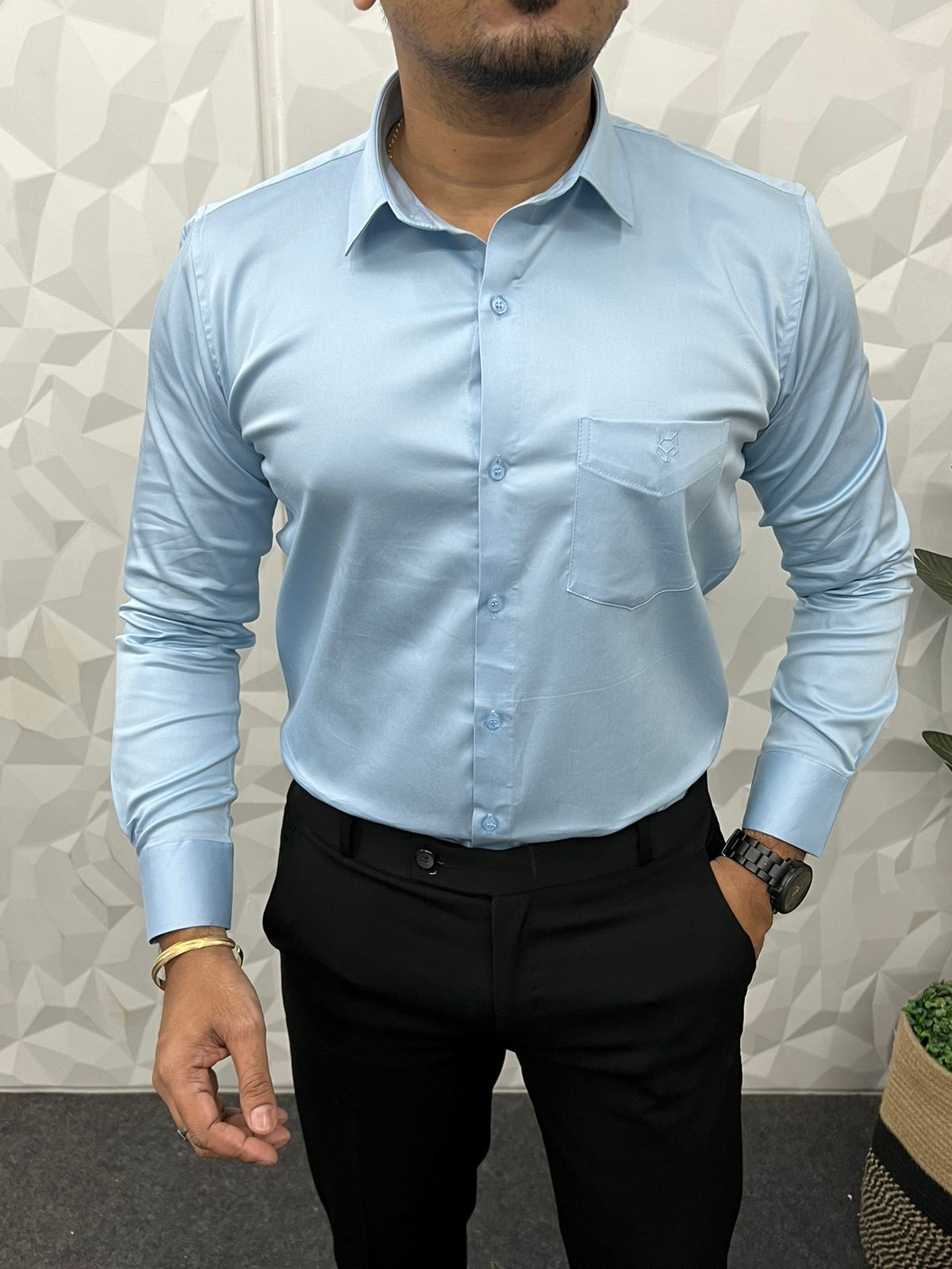 Vardhman satin lycra shirt