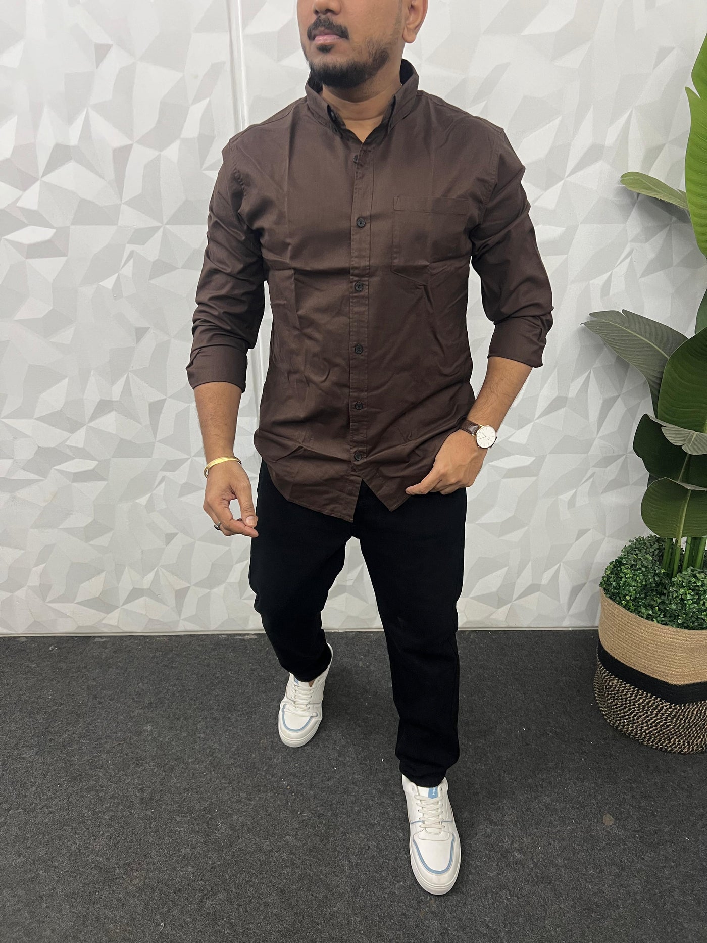 Oxford fabric plain shirt