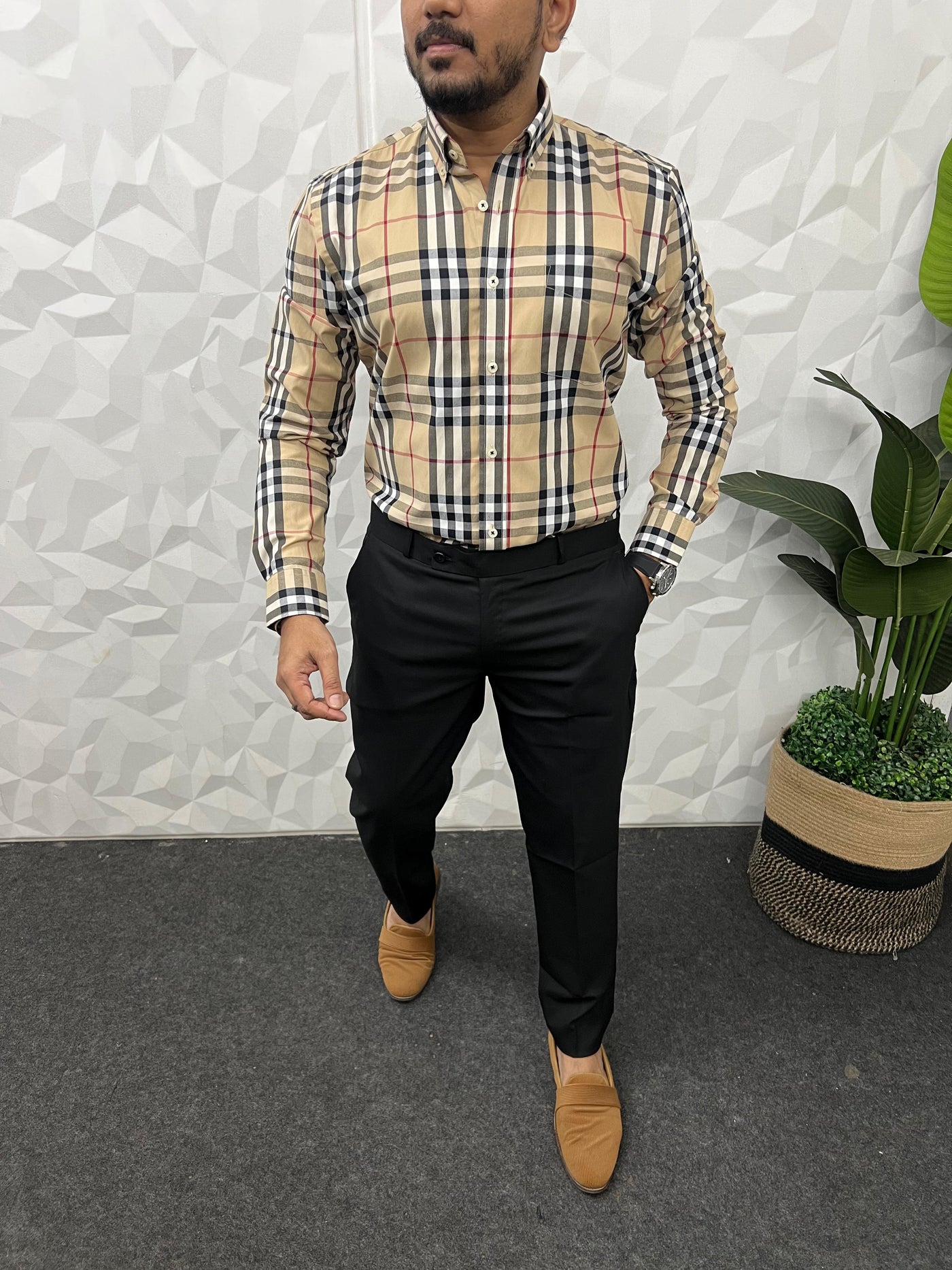 Cotton poplin burberry chex shirt