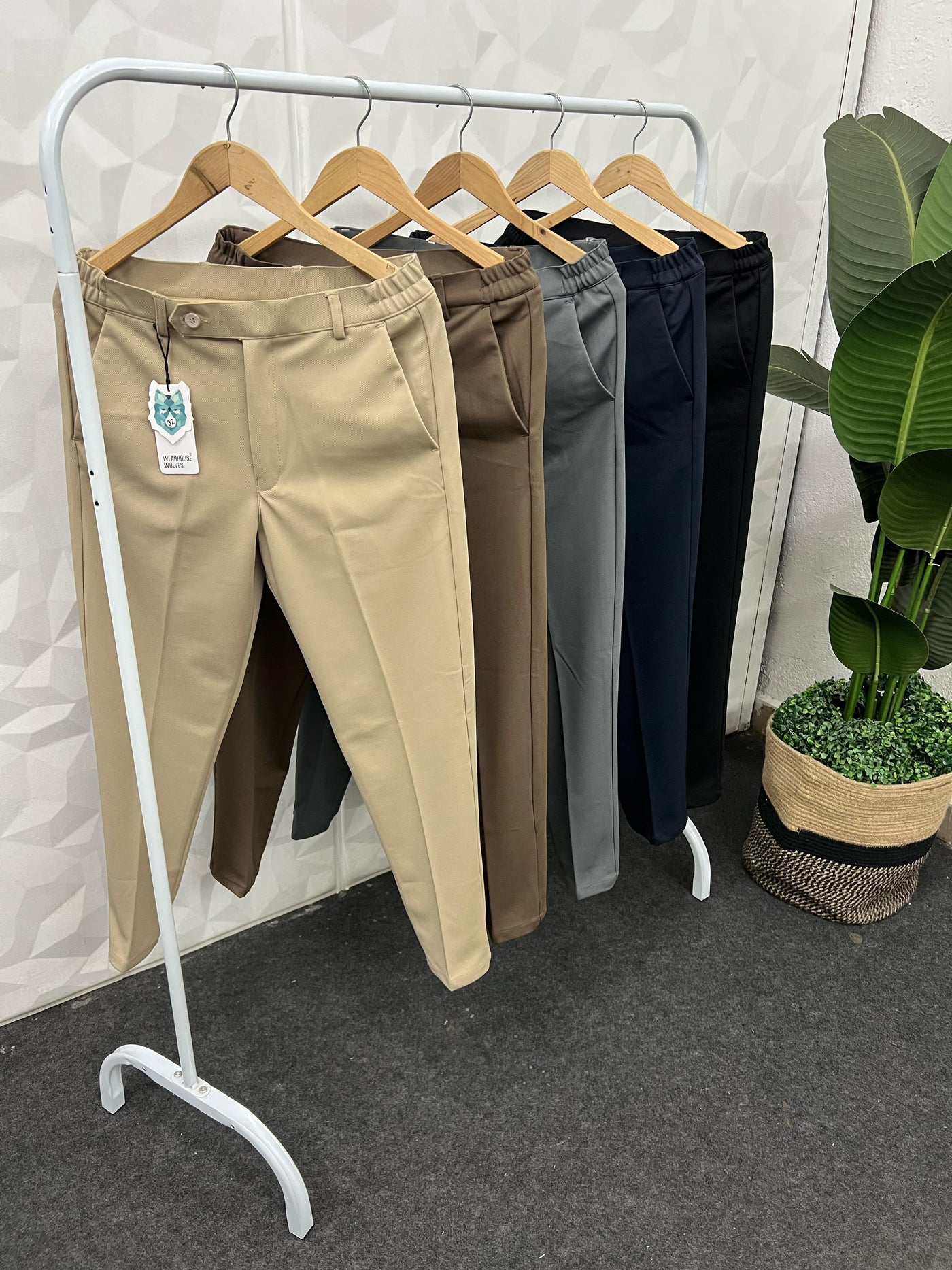 Flexi waist cotton twill cream trouser