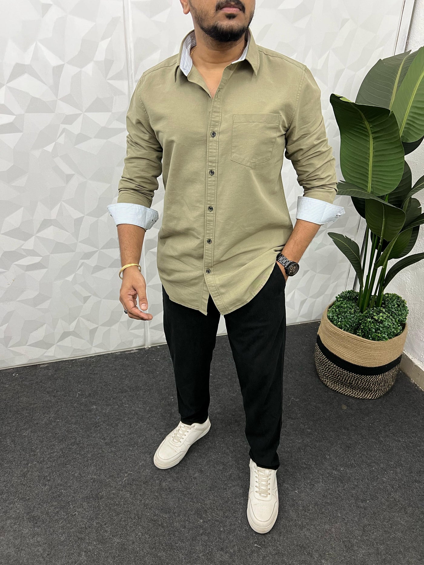 Cotton blend linen shirt