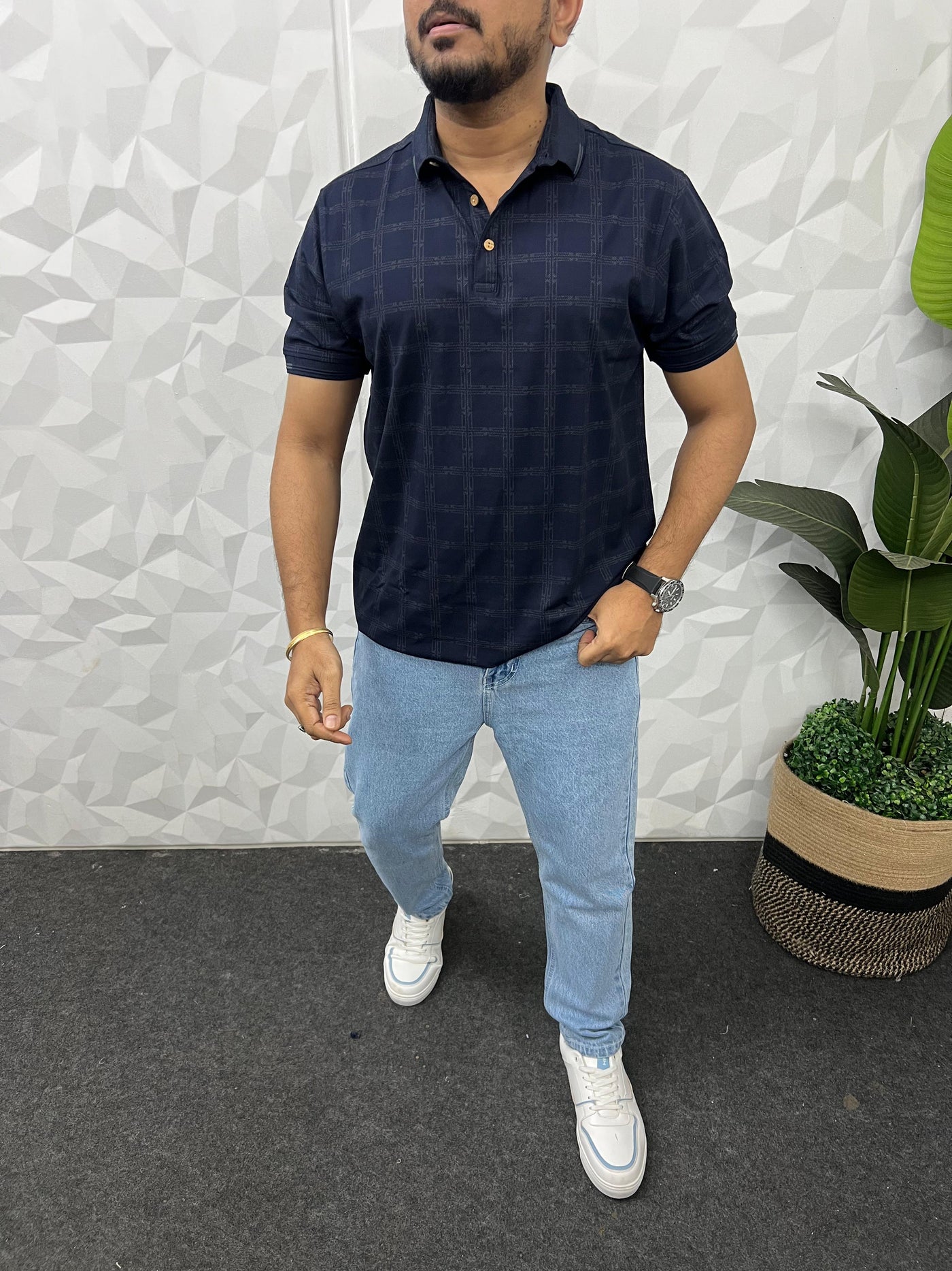 Imported fabric collar t-shirt