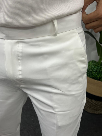 Cotton lycra fabric white trouser