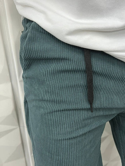 Imported corduroy baggy fit pants ( Teal green )