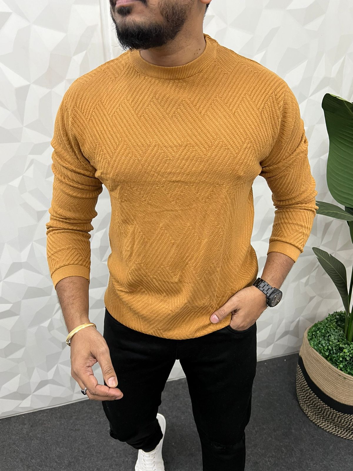 Pepe knitted full sleeve t-shirt ( mustard )