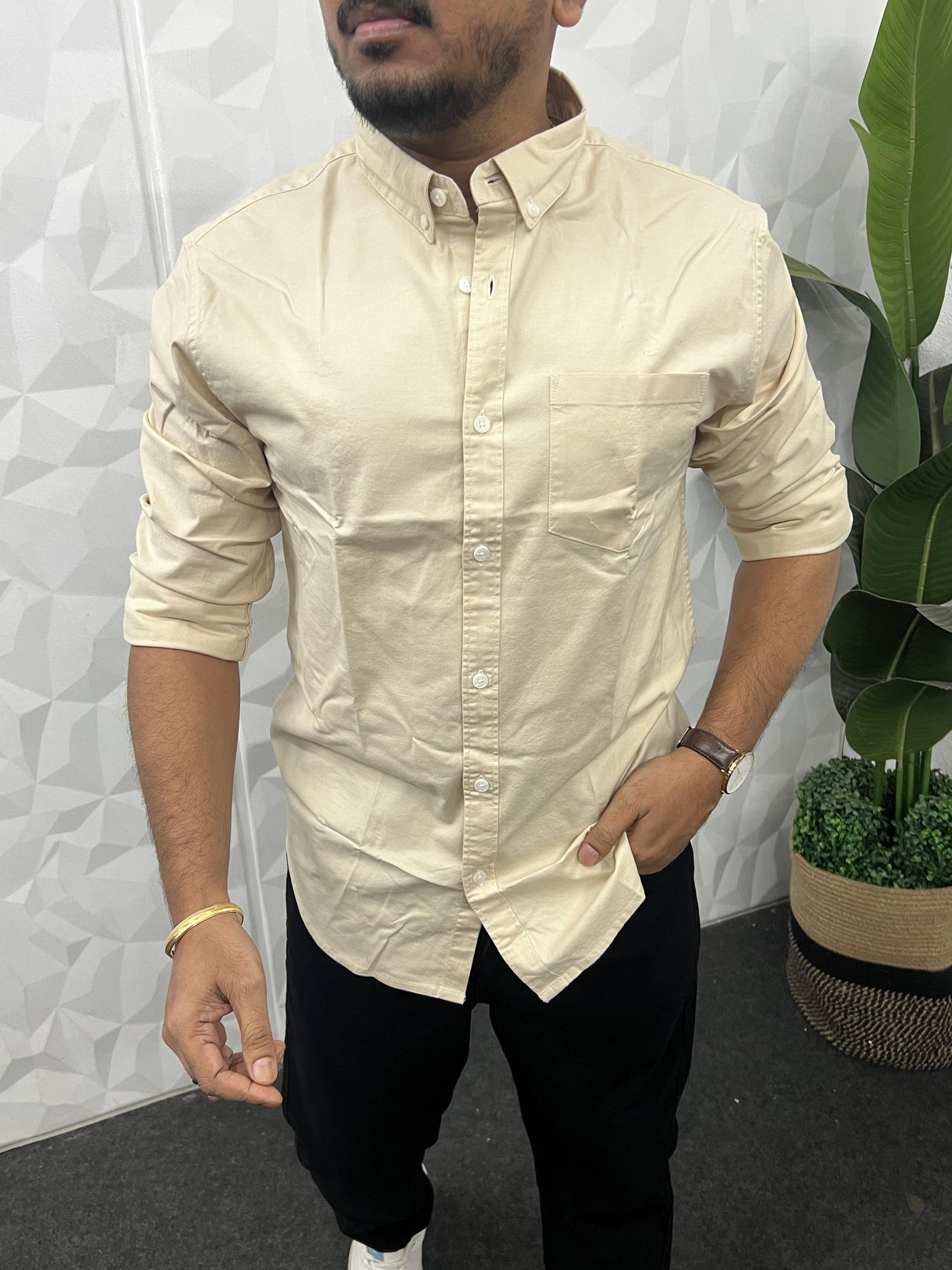 Oxford fabric plain shirt