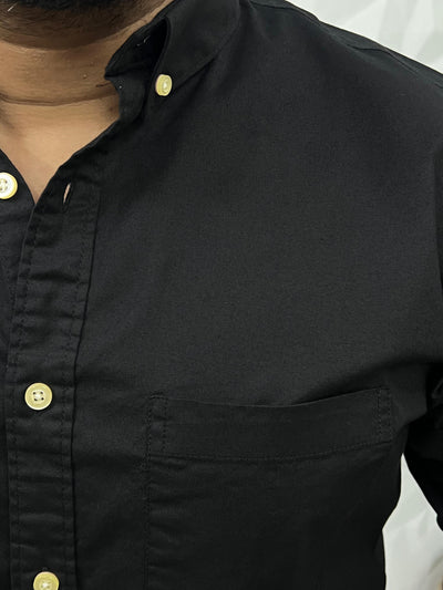 Oxford lycra solid shirt (Black)