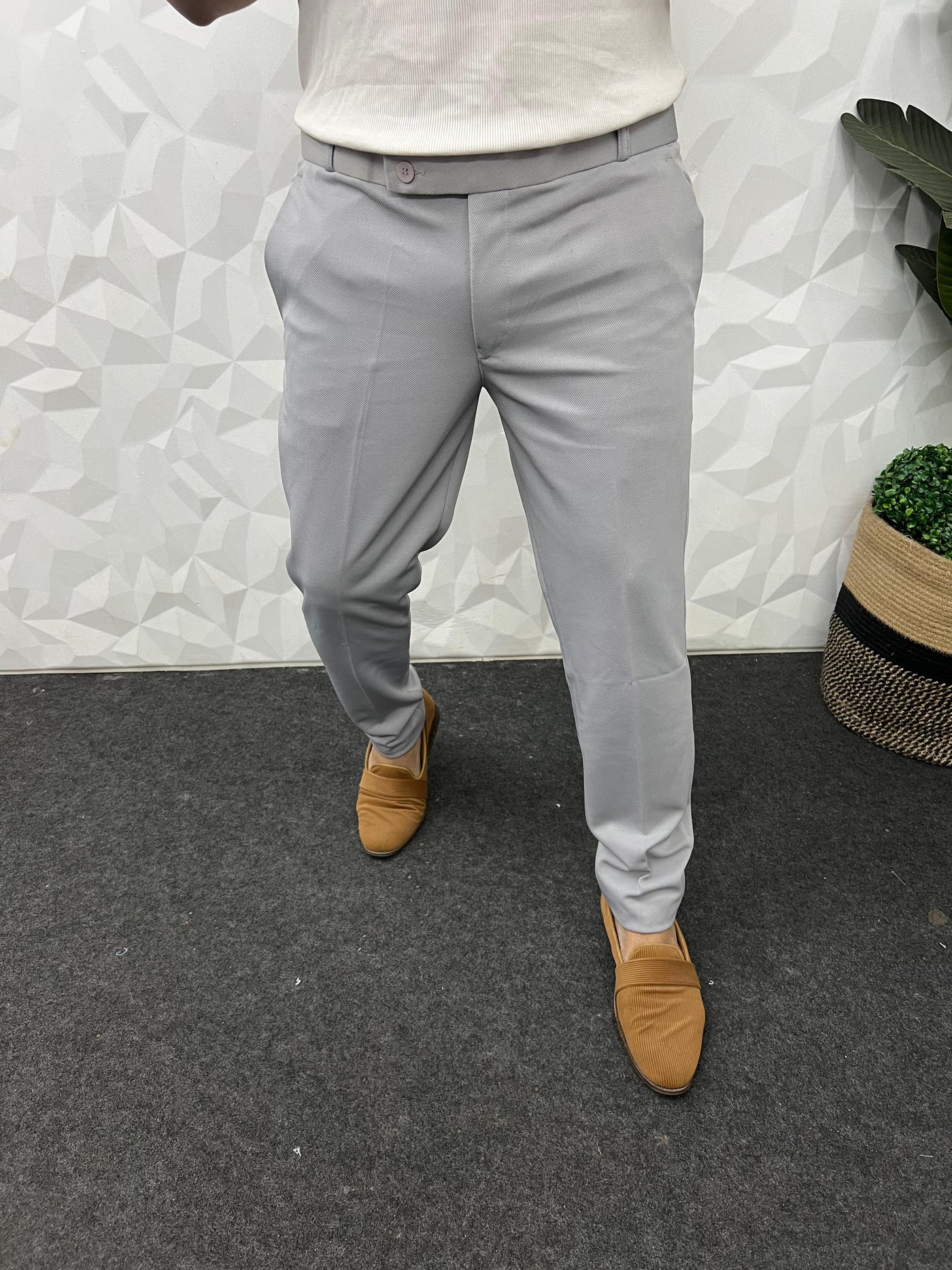 Peanut fabric ankle trouser