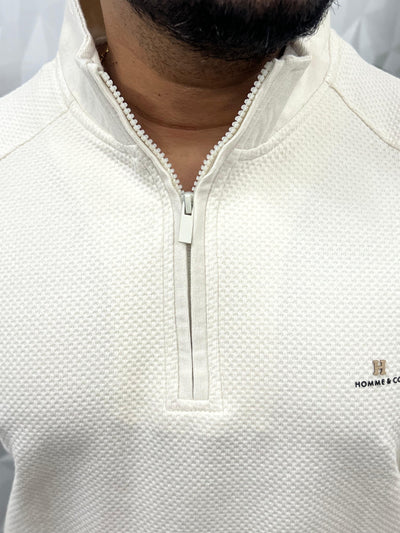 High neck popcorn fabric t-shirt