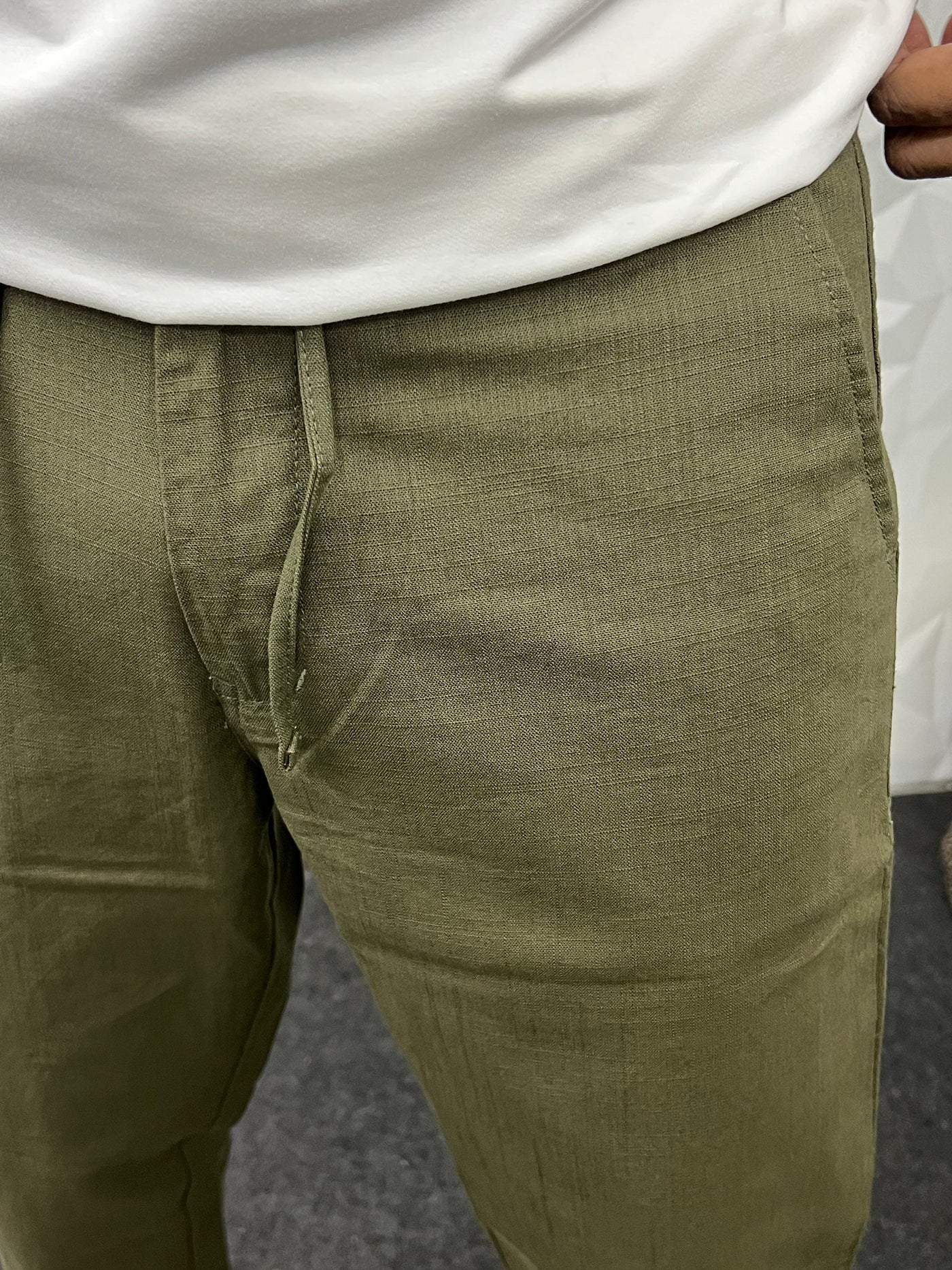Blend linen fabric chino pant