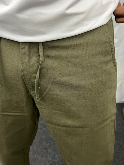 Blend linen fabric chino pant