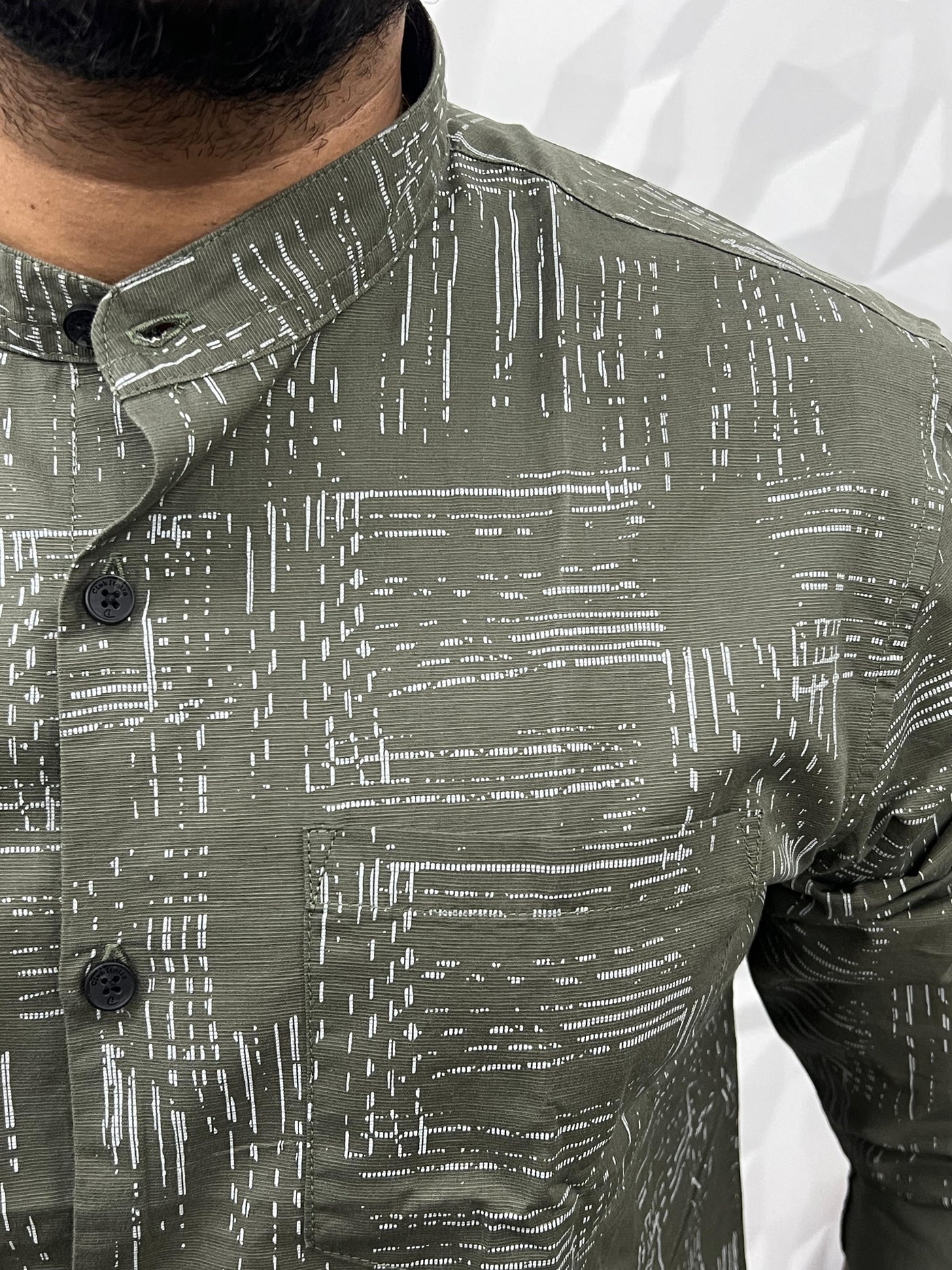 Mandarin collar printed shirt
