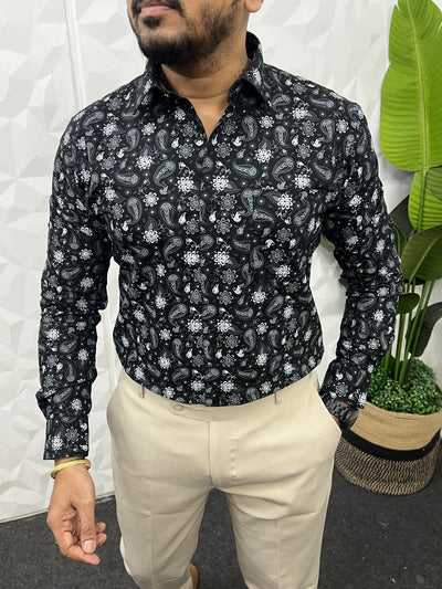 Cotton fabric formal print shirt