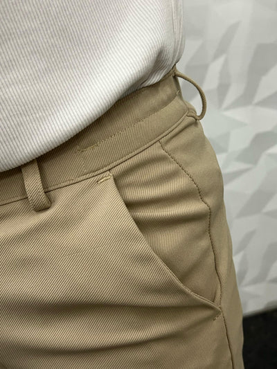 Flexi waist cotton twill cream trouser