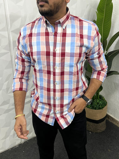 Oxford fabric yarn dyed chex shirt