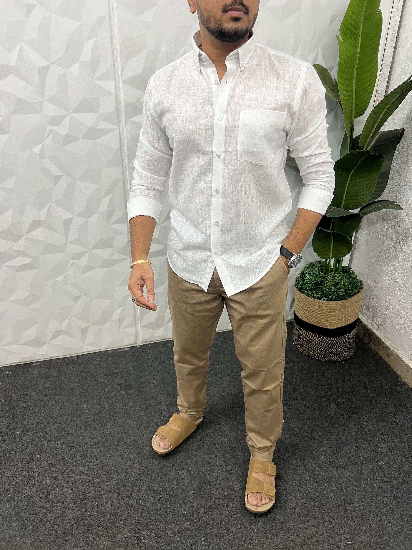 Khadi linen fabric plain shirt