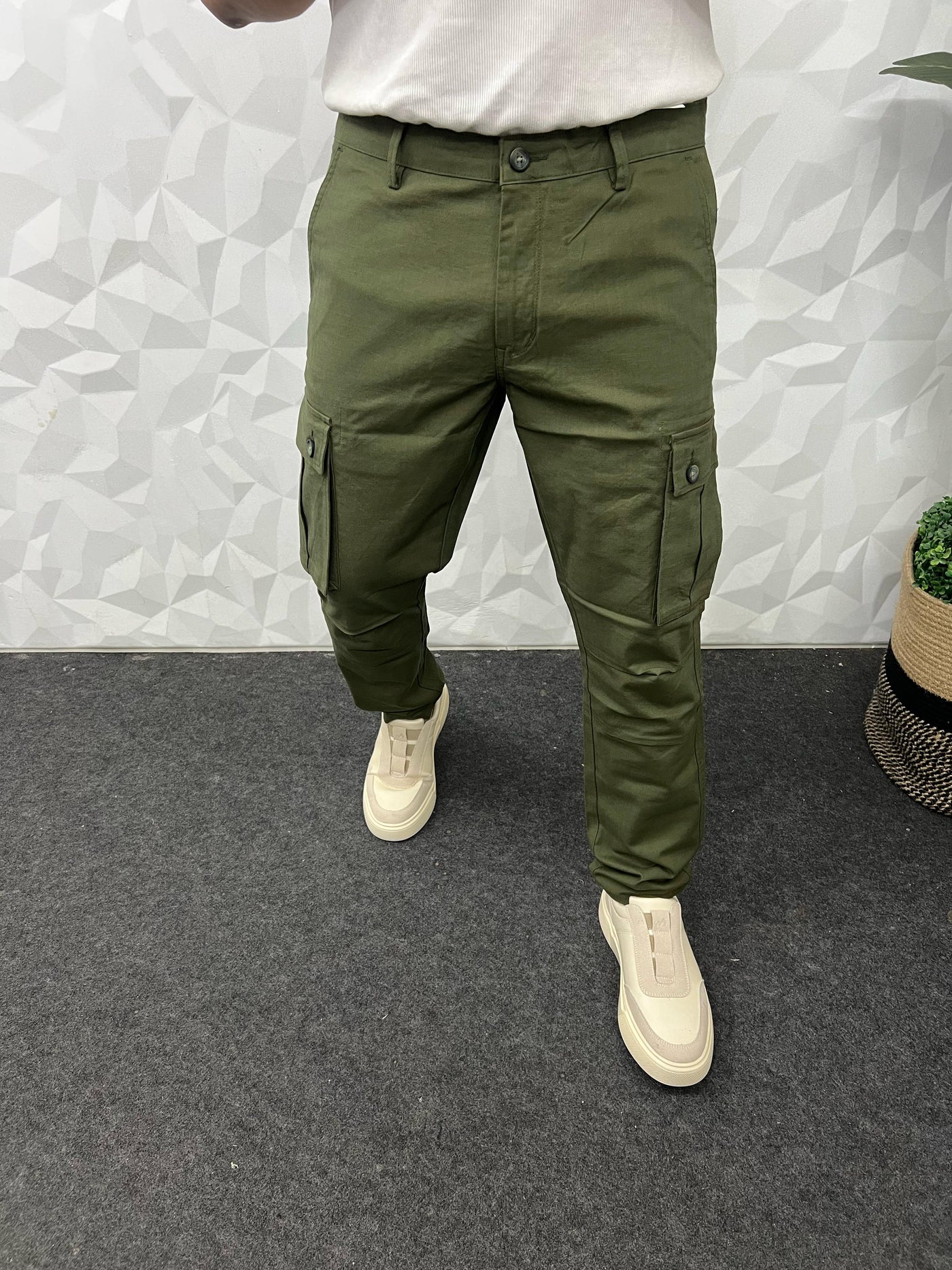 Linen fabric cargo pant