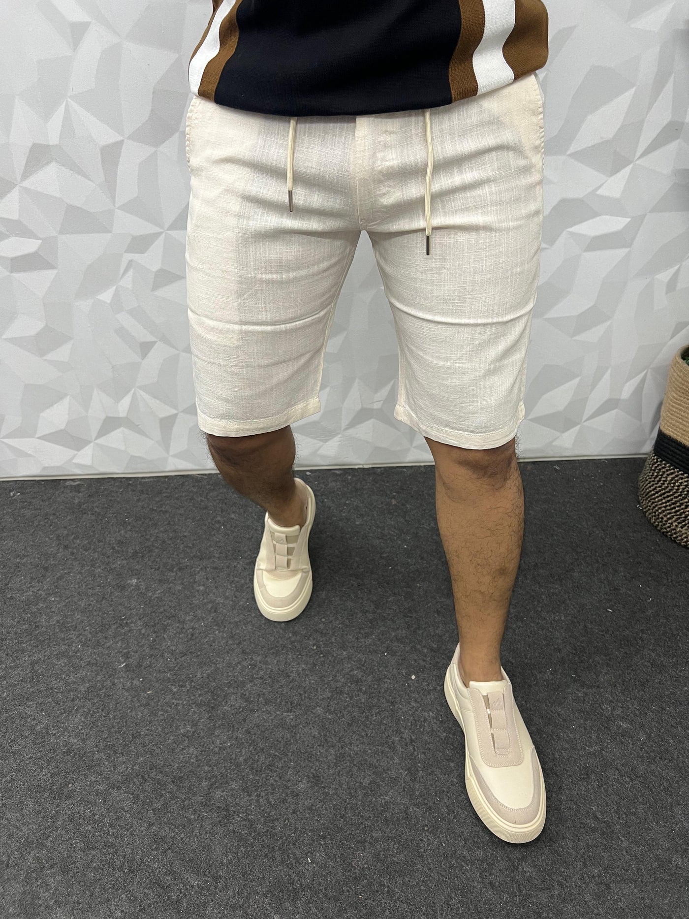 Linen fabric shorts (Ivory)