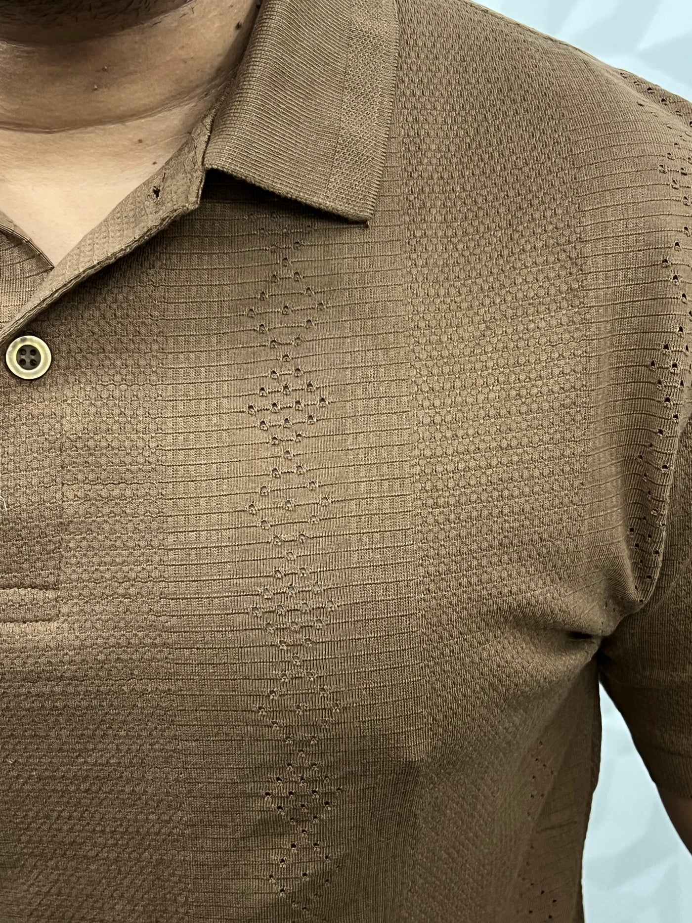 Cotton texture fabric collar t-shirt