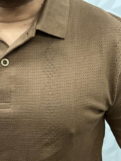 Cotton texture fabric collar t-shirt