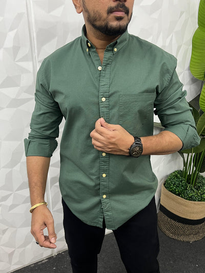 Oxford lycra solid shirt (Dusty green)