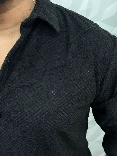 Cubic korean fabric shirt ( black )