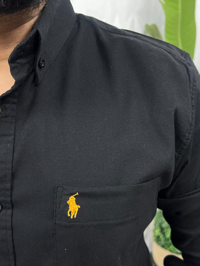 Corduroy lycra fabric shirt (Black)