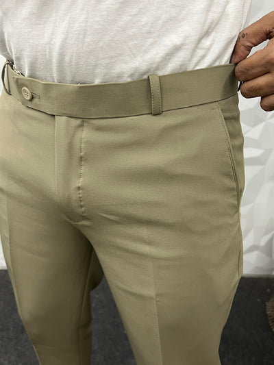 Cotton lycra fabric khaki trouser