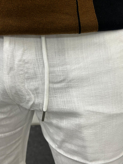 Linen fabric shorts (White)