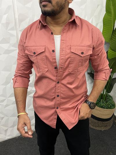 Oxford lycra cargo shirt (Dark Pink)