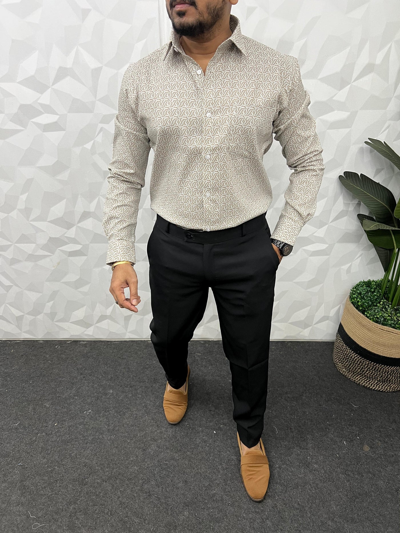 Cotton fabric formal print shirt