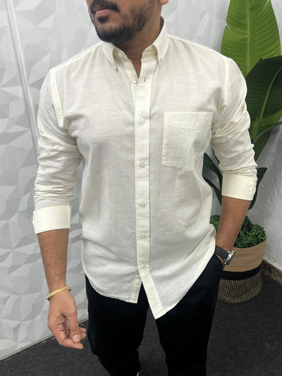 Cotton slub linen plain shirt