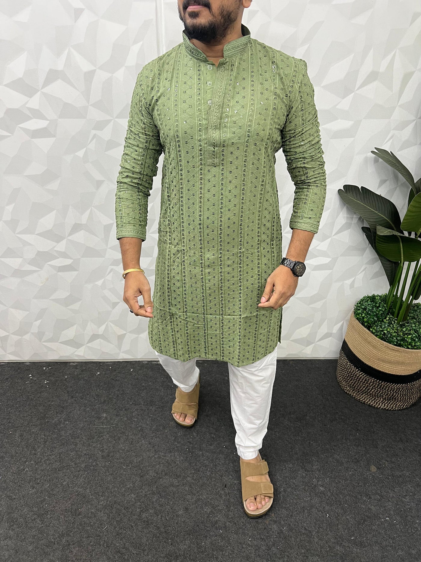 Lucknowi fabric long kurta