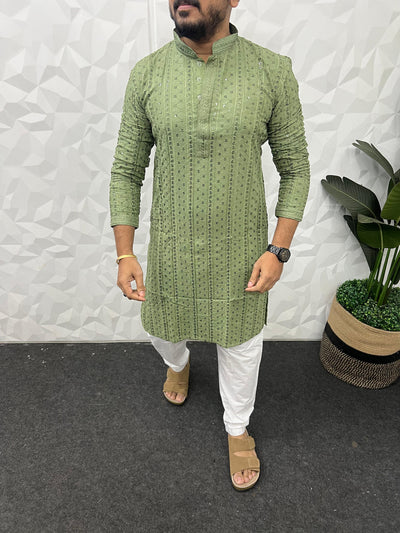 Lucknowi fabric long kurta