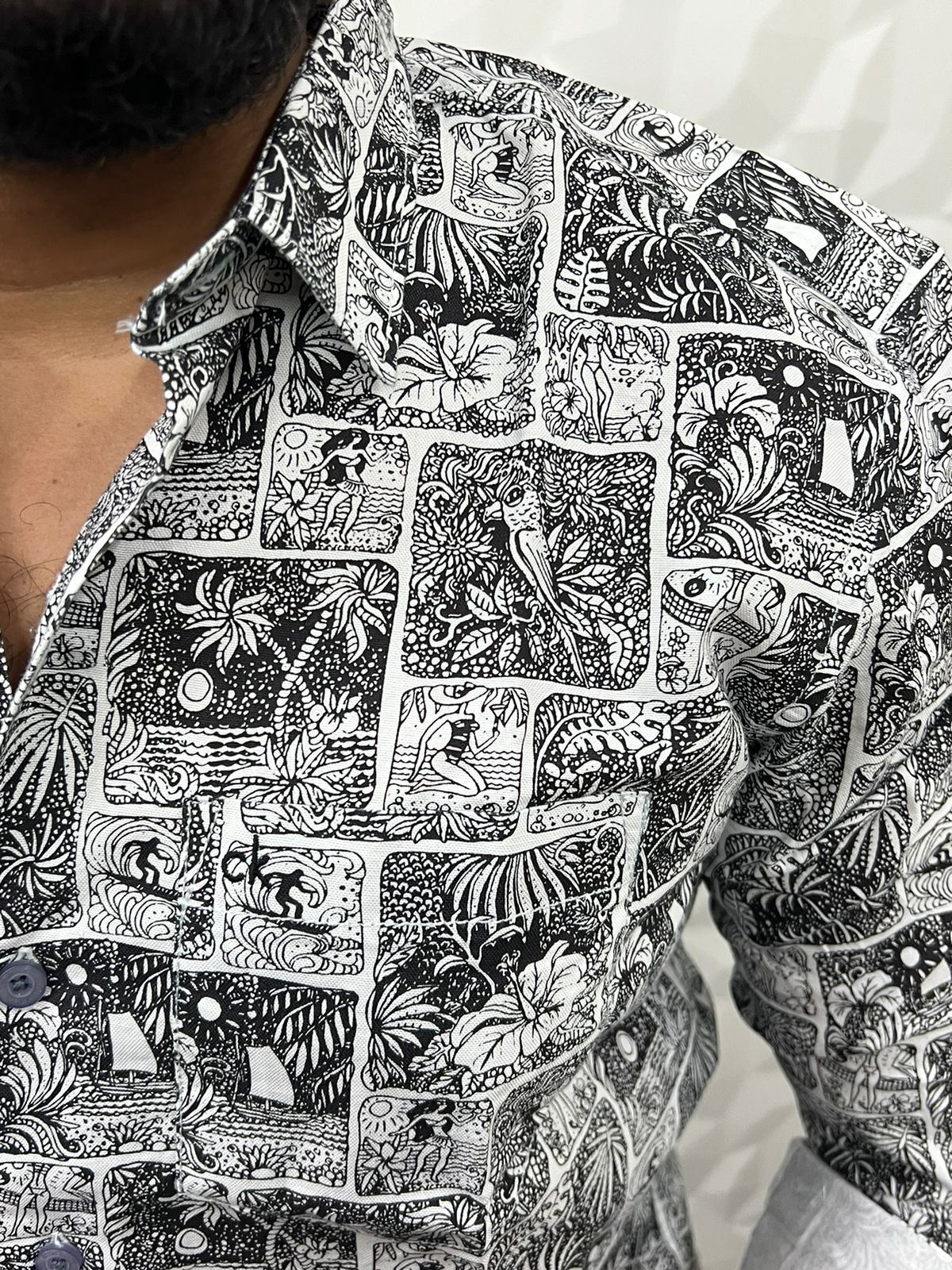 Oxford fabric export print shirt