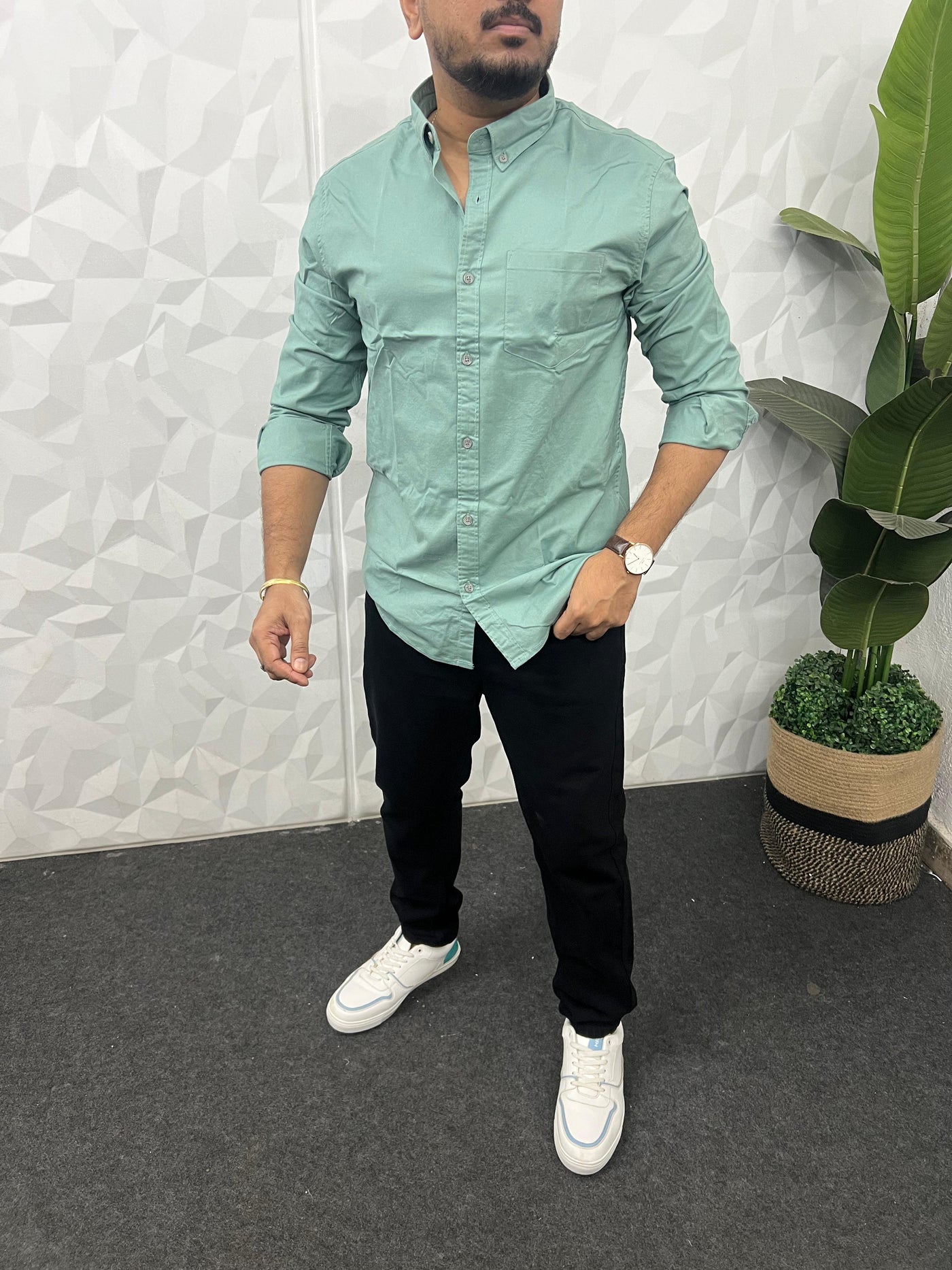 Oxford fabric plain shirt